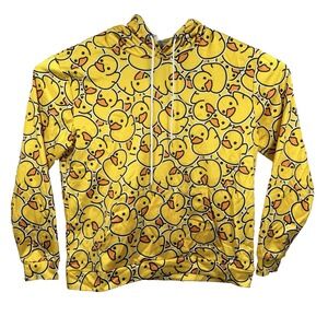 Mens Rubber Duck Hoodie Pullover Sweatshirt Yellow Size Large
